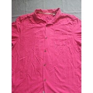Tommy Bahama Men Button Up Shirt 2XL Pink 100% Silk Short Sleeve Collar‎